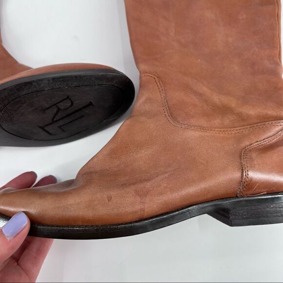 Ralph Lauren Brown Leather hall Riding Boot size 7.5 b Jenessa - Picture 5 of 15